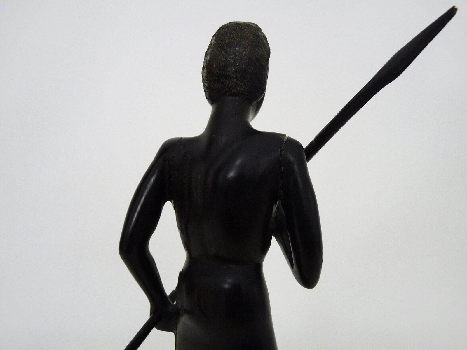 Malagasy School, Tananarive, Madagascar Art Deco Wooden Statuette 2 Spears. Signed F.Raydaly photo vinterior