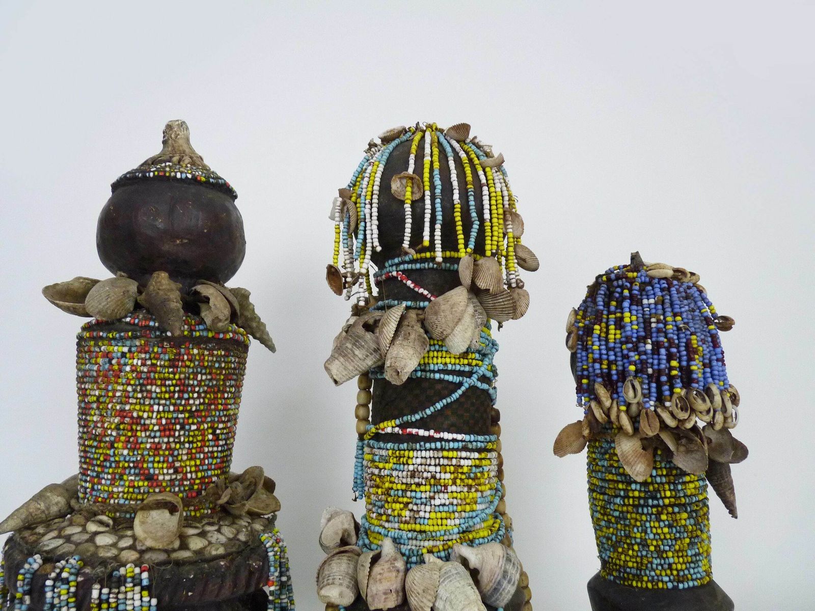 3 Namji Dowayo Dolls, Nigeria Cameroon. African Beaded Dolls. Tribal Art photo vintage