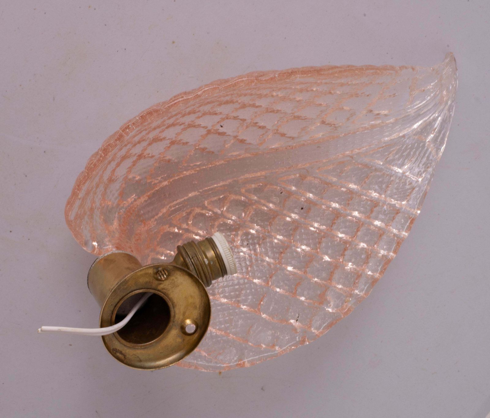 Wall Light Pink Jewel Murano Glass Leave By Barovier E Toso, 1950s photo 1574.0