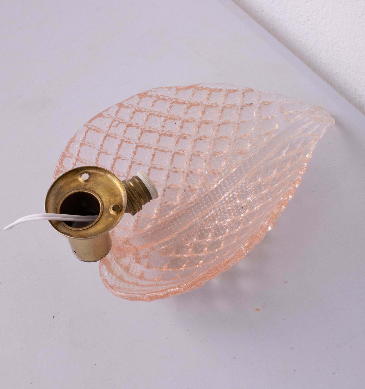 Wall Light Pink Jewel Murano Glass Leave By Barovier E Toso, 1950s photo vintage