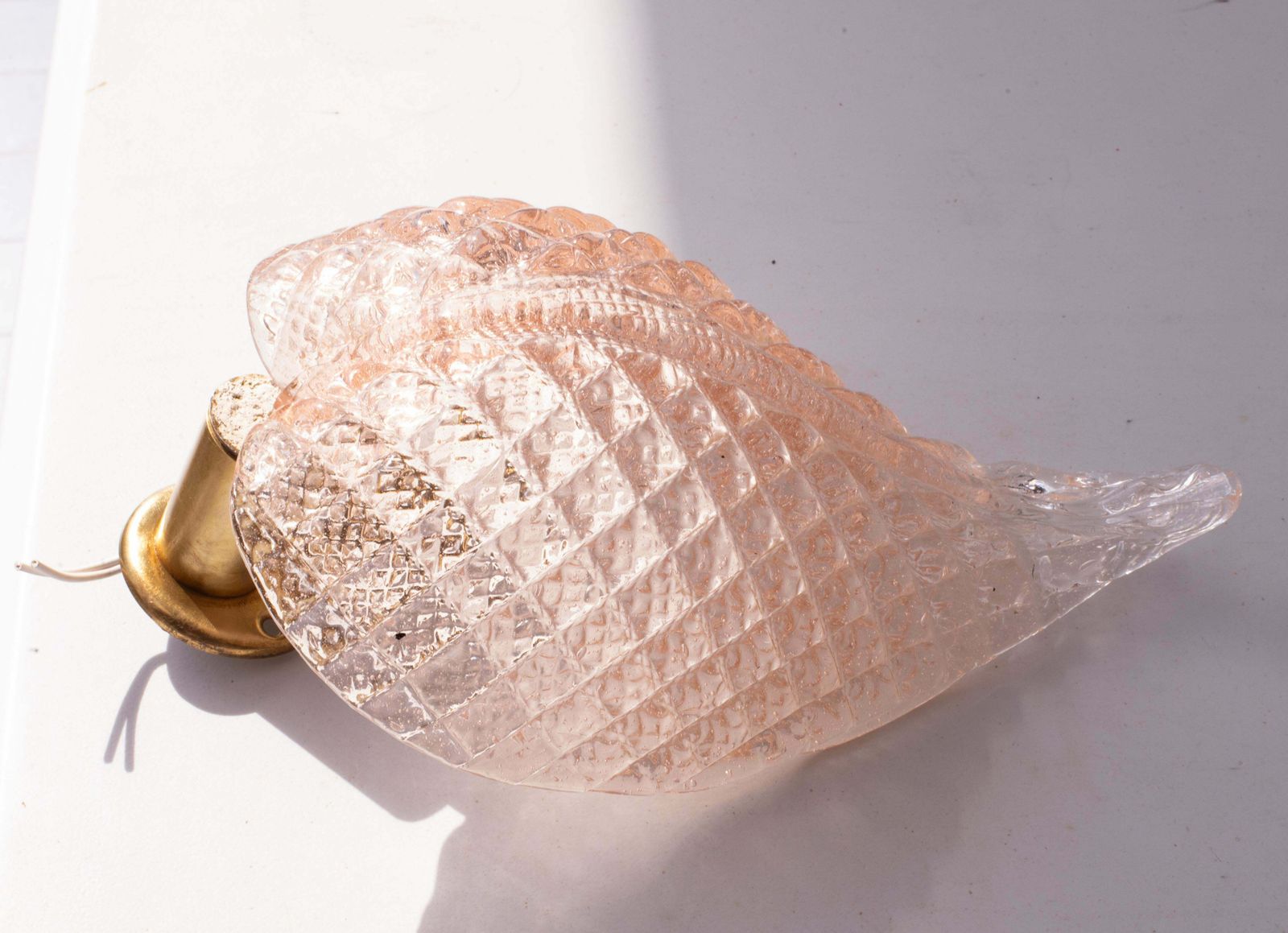 photo furniture Wall Light Pink Jewel Murano Glass Leave By Barovier E Toso, 1950s