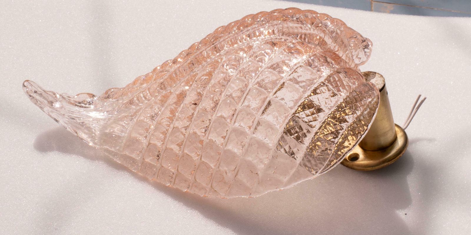 Lighting Wall Light Pink Jewel Murano Glass Leave By Barovier E Toso, 1950s photo