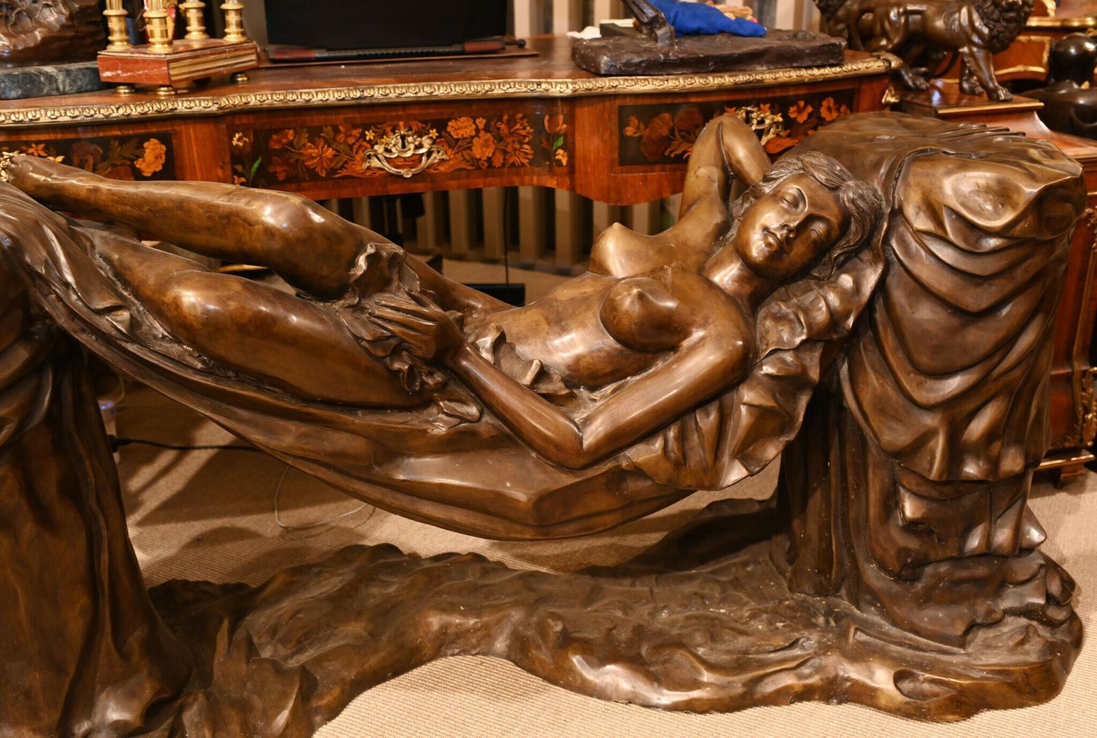 photo furniture Italian Bronze Sleeping Beauty Statue After Canova Nude Female