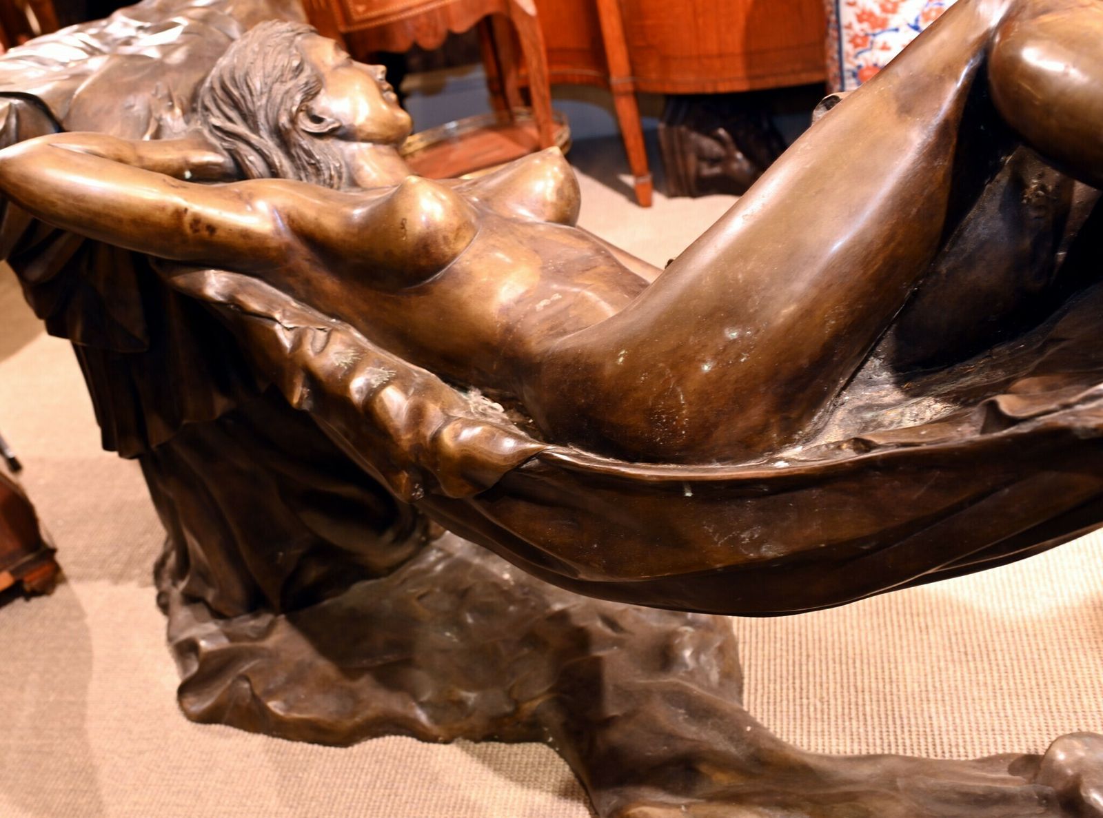 photo vinterior Italian Bronze Sleeping Beauty Statue After Canova Nude Female