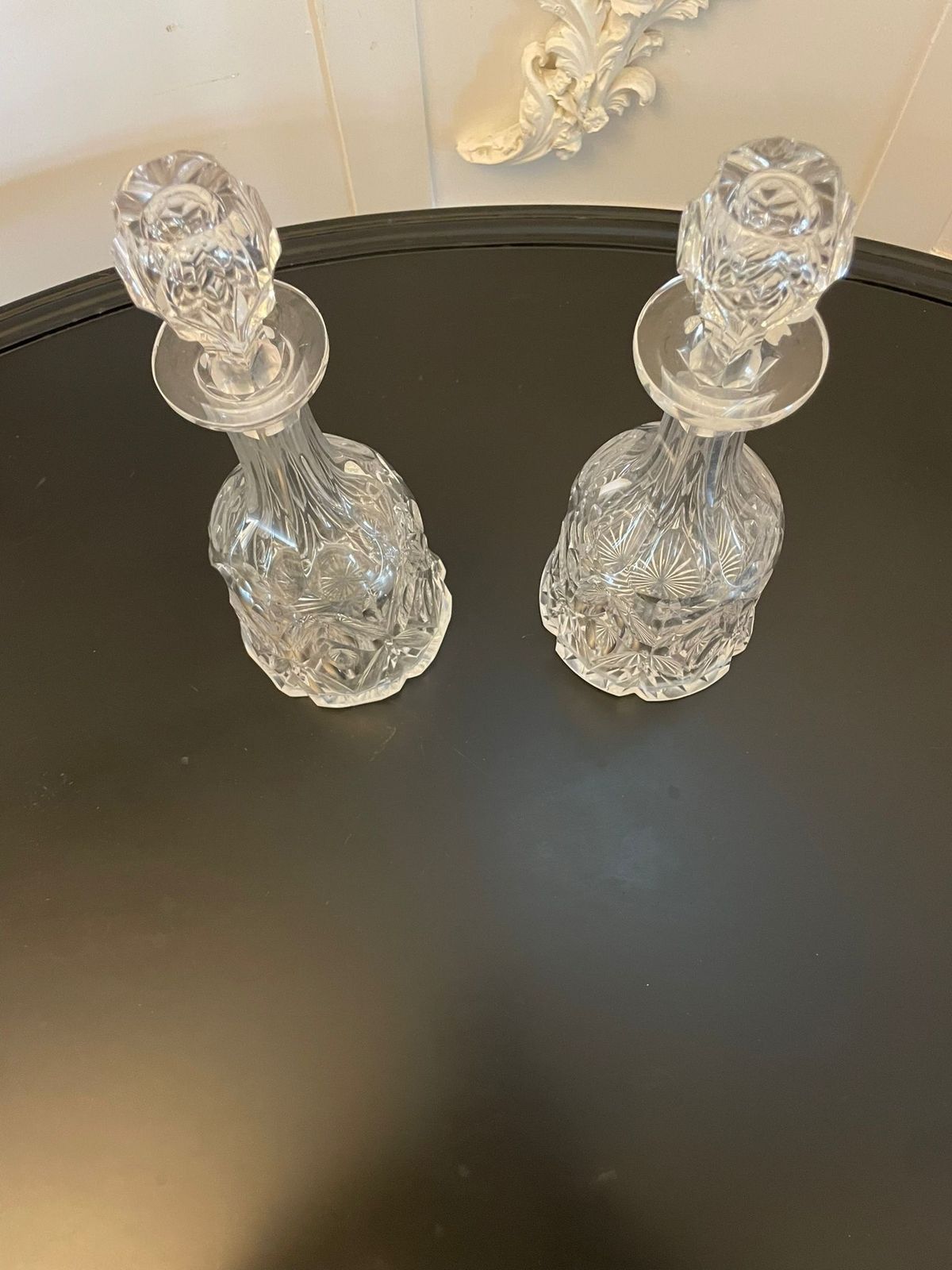 Quality Pair Of Antique 19th Century Cut Glass Decanters photo furniture