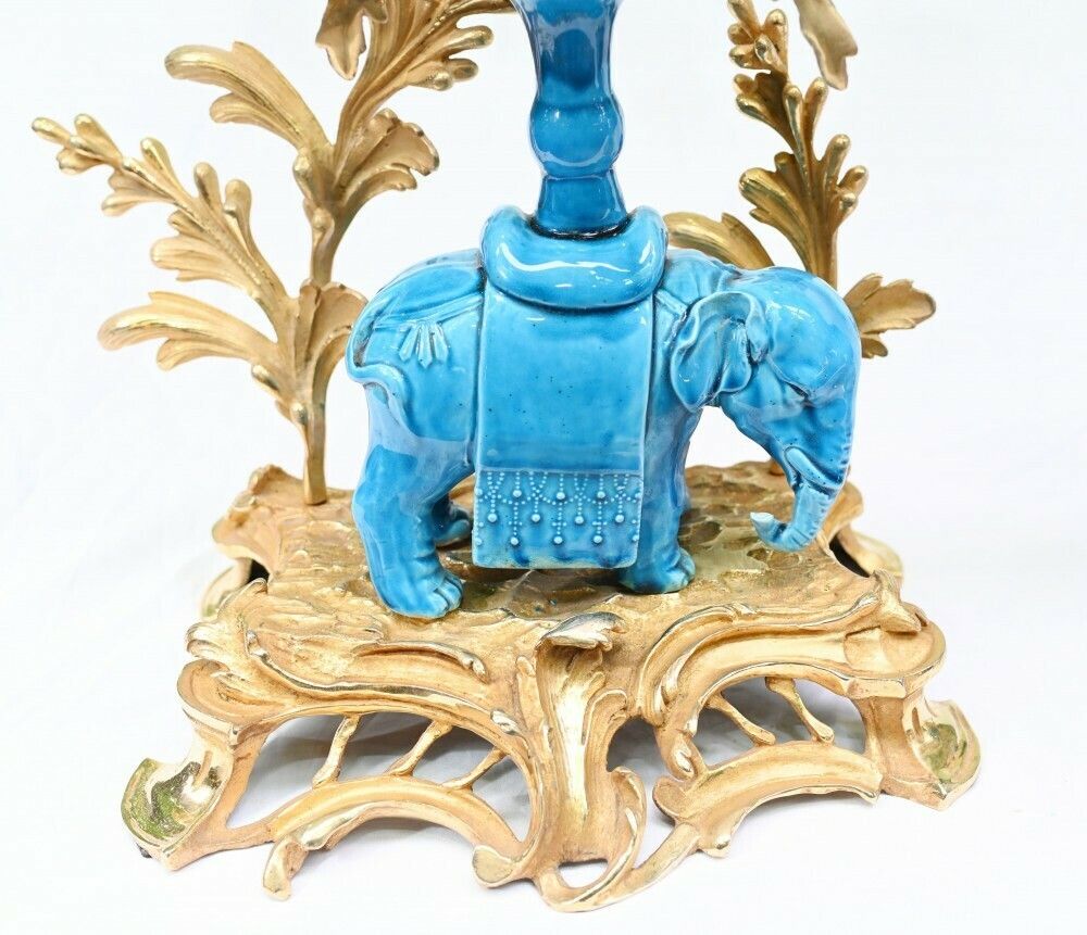Pair Regency Porcelain Elephant Candelabras Gilt 1880 photo Home Decor