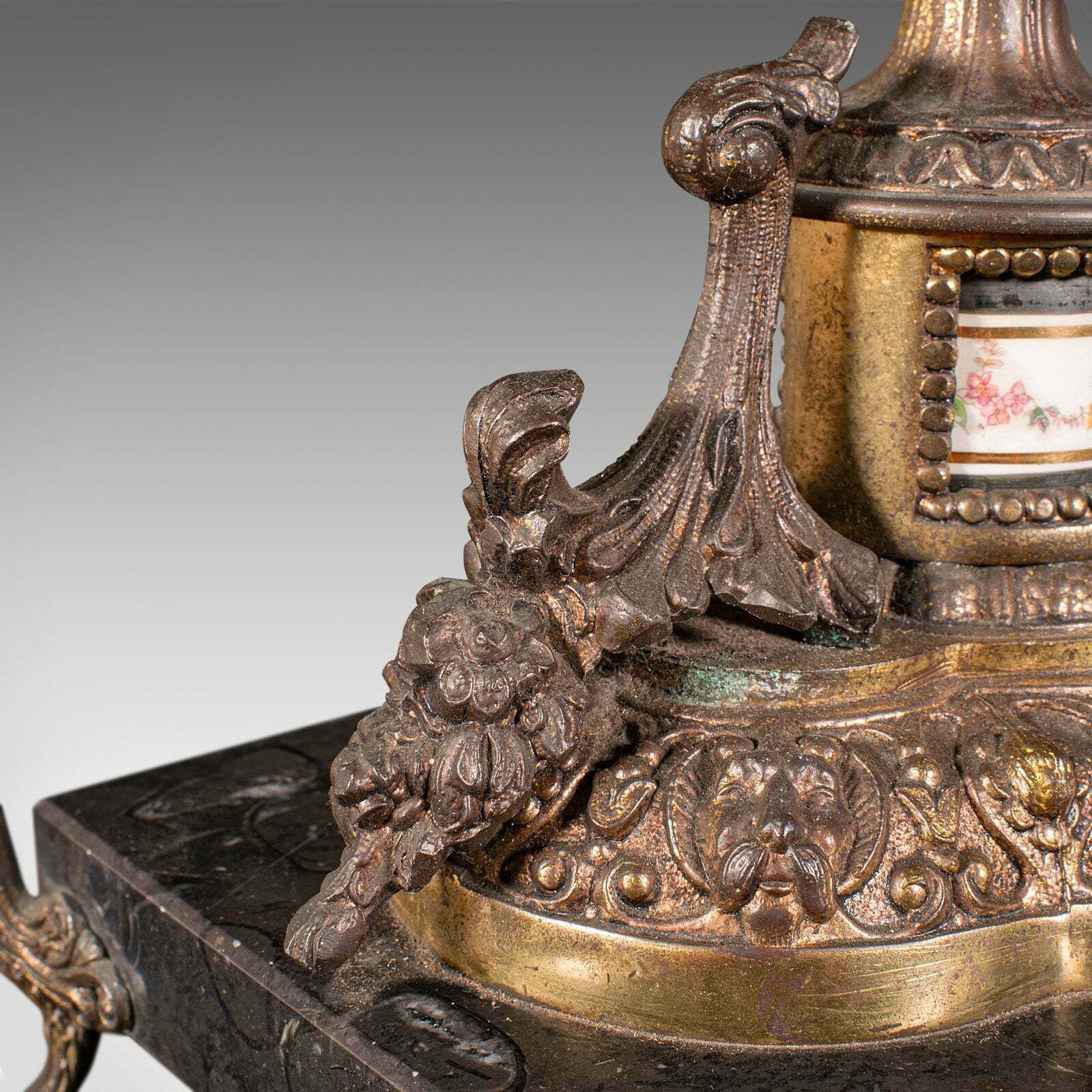 Home Decor Pair Of Antique Lamp Bases, French, Gilt Metal, Marble, Table Light, Edwardian photo
