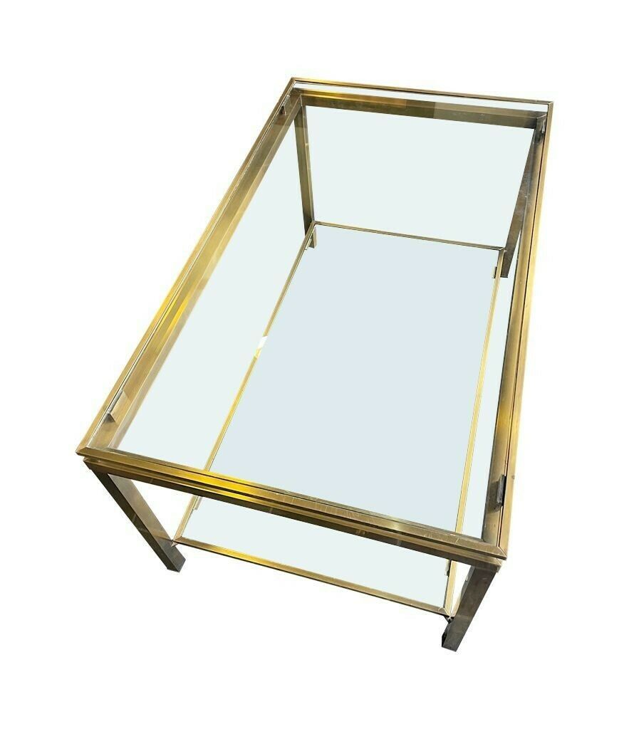 A French 1970s Gilt Metal Two Tiered Coffee Table In The Style Of Guy Lefevre photo 850.0