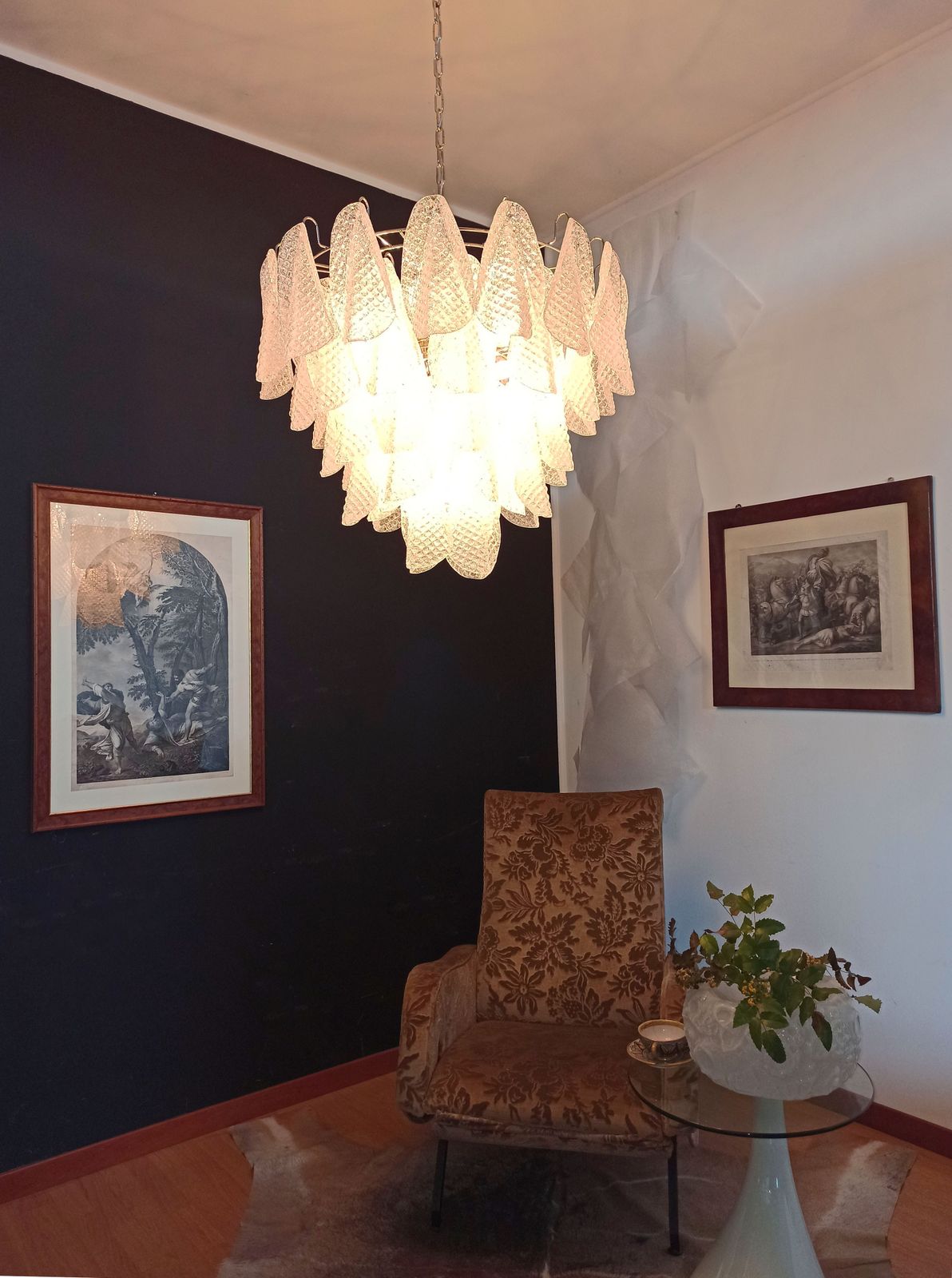 photo vintage Italian Vintage Murano Chandelier   57 Glass Rondini