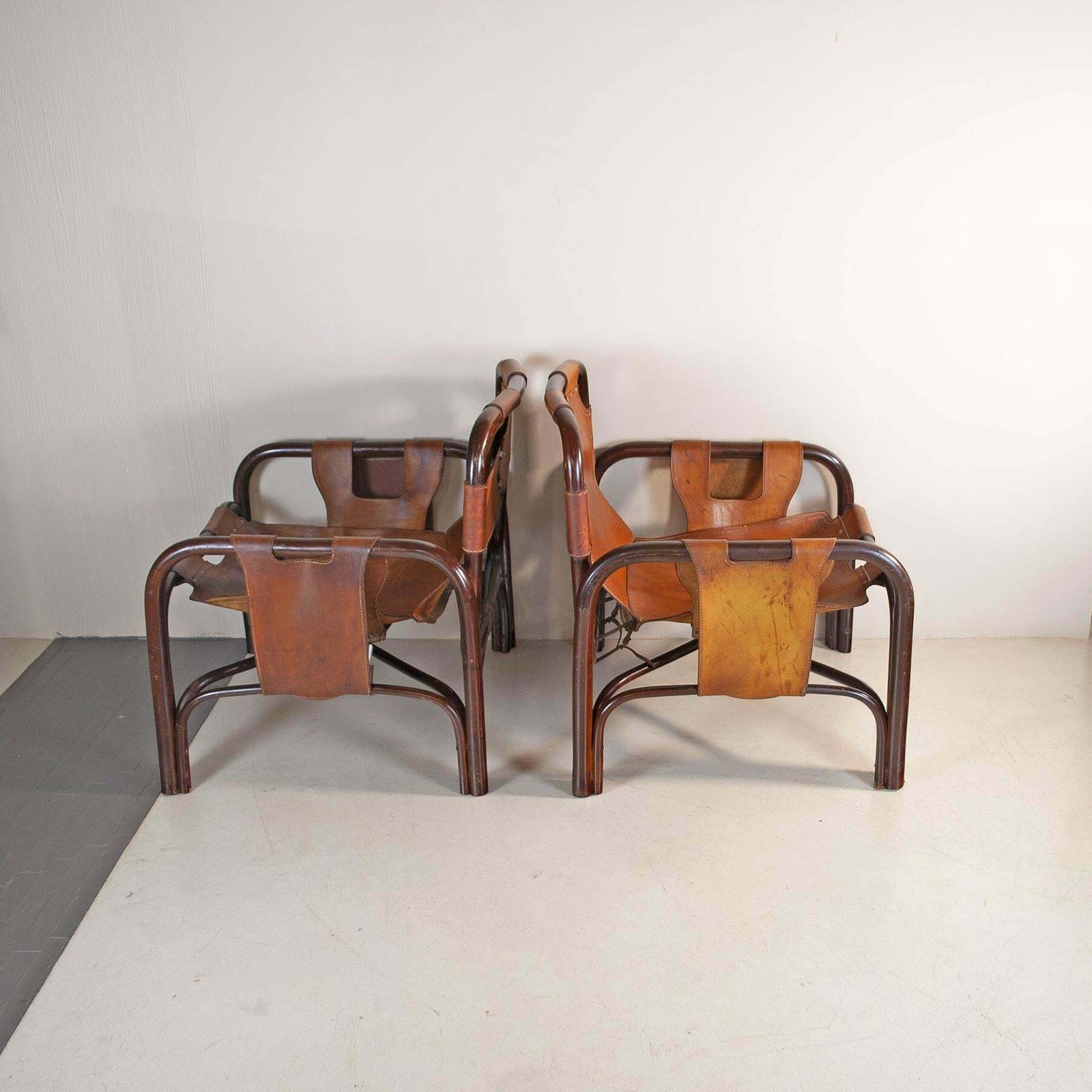 Furniture Tito Agnoli Set Of Two Bamboo Cane Armchairs 1960s photo