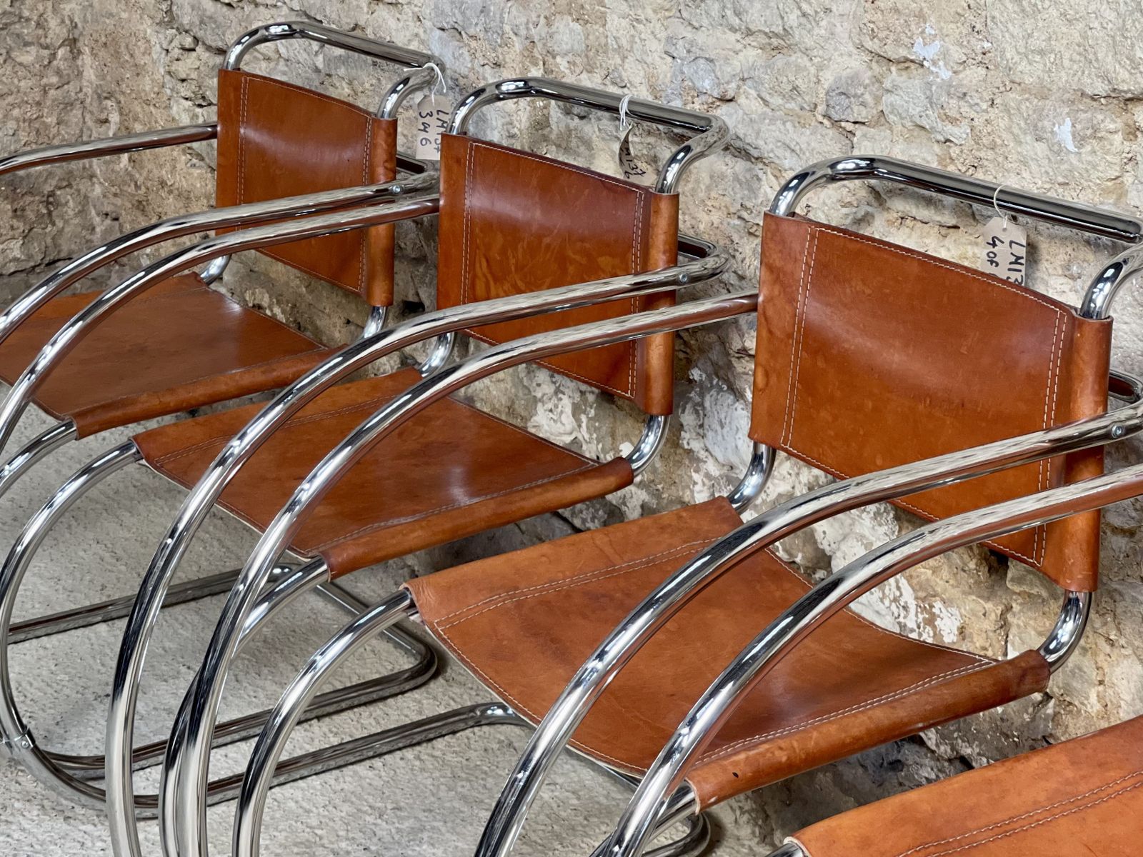 1795.0 Set Of 2 Two  Mies Van Der Rohe Mr 20 Chair Chairs Dinning Club Lounge Occasional Bauhaus Mid Century photo