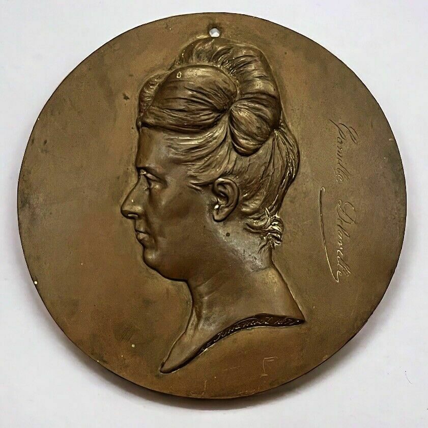 Bronze Plaque By A Jouandot 1831 1884 Of Camille Delaville   Feminist 1838 1888.