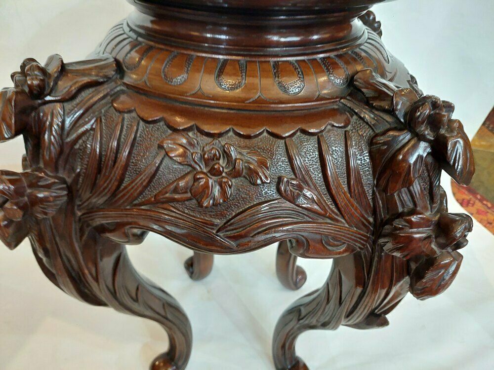 Chinese Mahogany Jardiniere Vase Stand C.1900 photo for sale