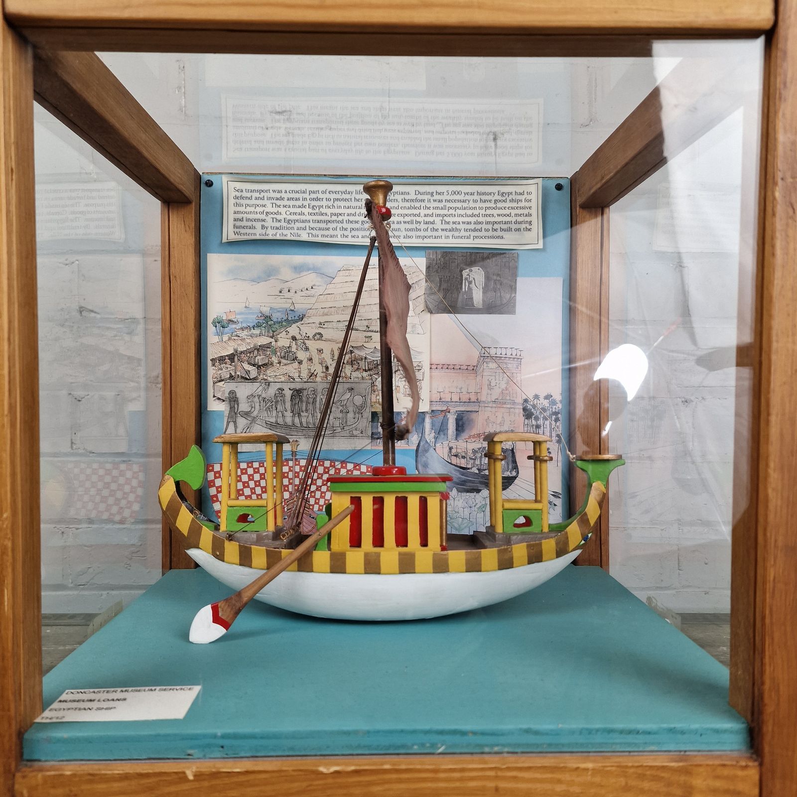 Vintage Mid 20th Century Educational Model Of An Egyptian Ship photo vintage