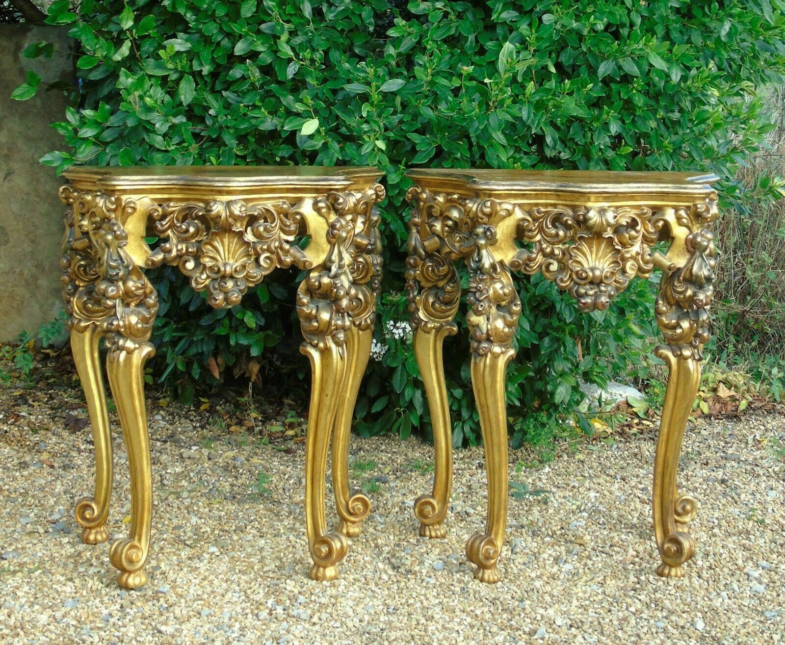 Fabulous Pair Of Giltwood Console Tables 19th Century Rococo photo 2250.0