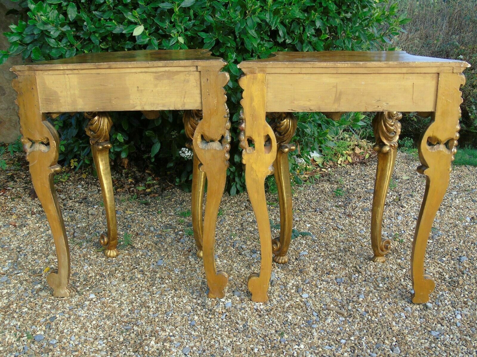 Furniture Fabulous Pair Of Giltwood Console Tables 19th Century Rococo photo