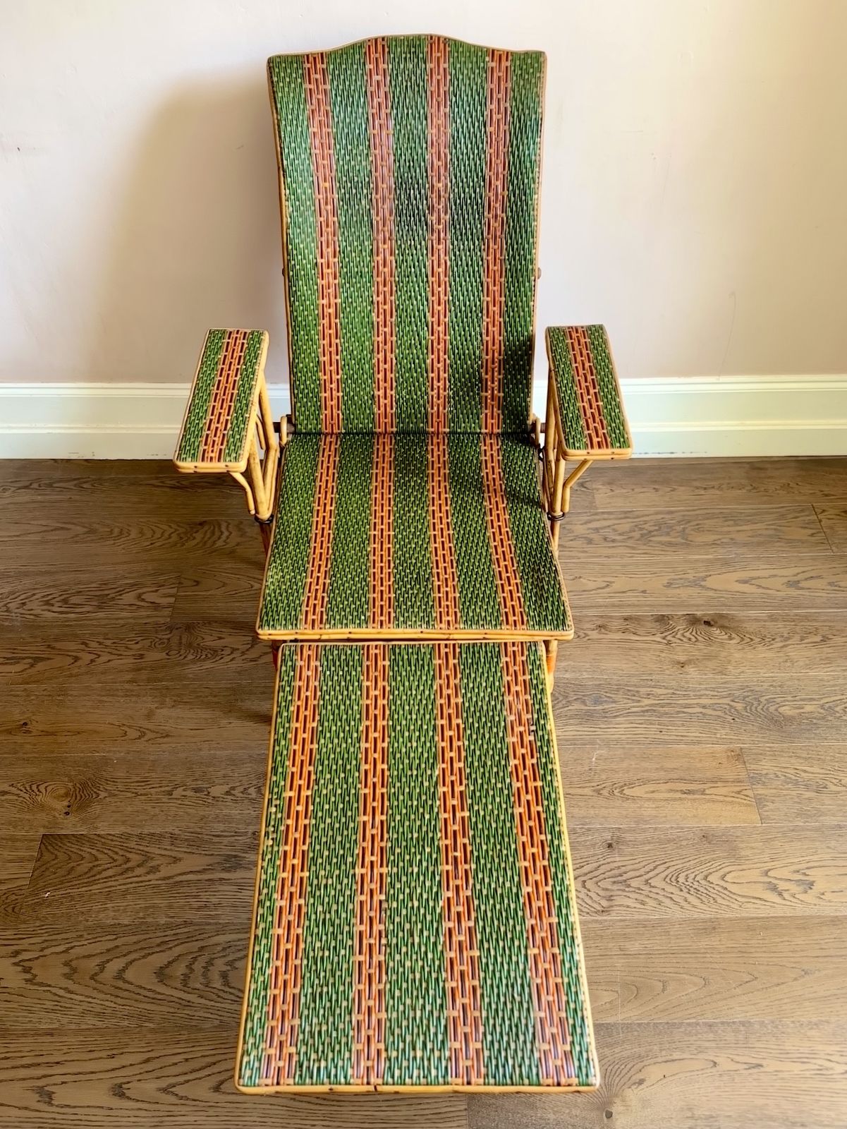 Early C20th French Bamboo & Rattan Chaise Longue Sun Lounger photo Furniture