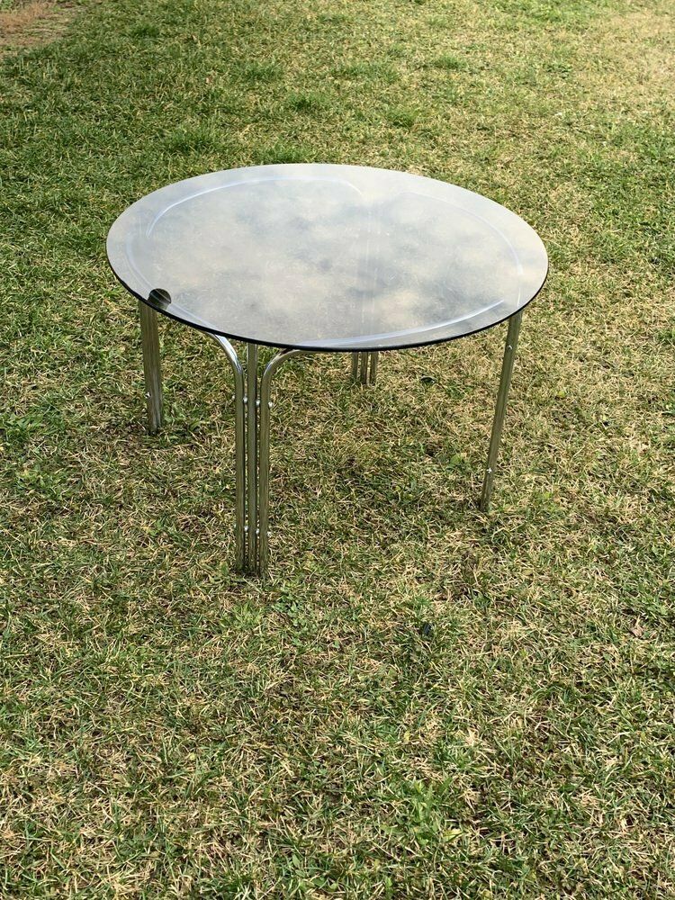 Mid Century Tubular Chrome Coffee Table, 1960s photo furniture