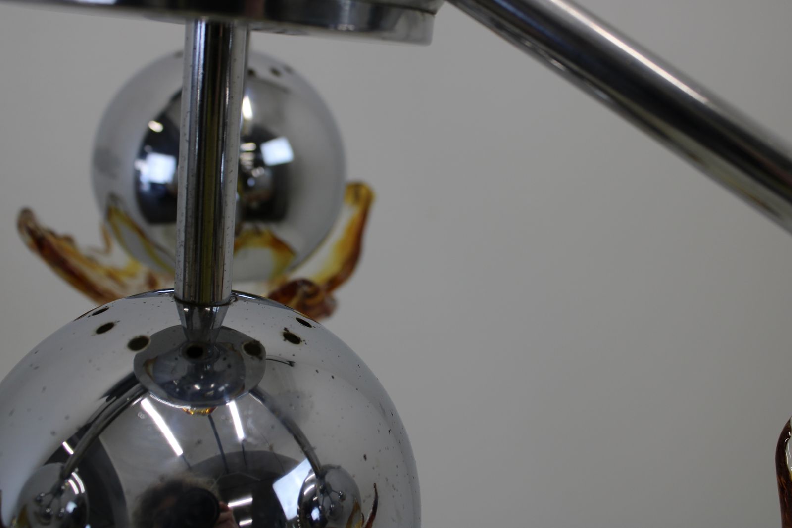 Murano Pendant Lamp By Mazzega/Italy 1970s Space Age/Chrome Sputnik Light photo furniture