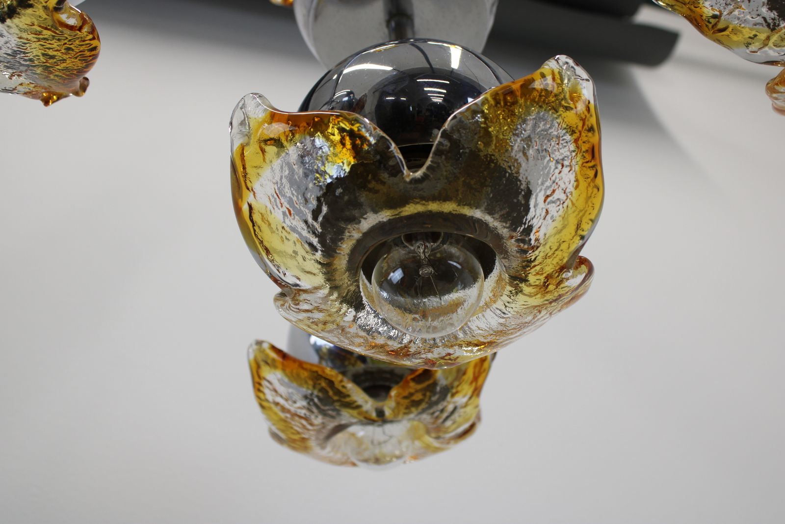 Murano Pendant Lamp By Mazzega/Italy 1970s Space Age/Chrome Sputnik Light photo 773.0