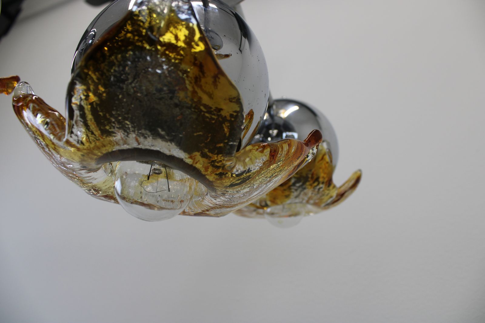 Murano Pendant Lamp By Mazzega/Italy 1970s Space Age/Chrome Sputnik Light photo buy