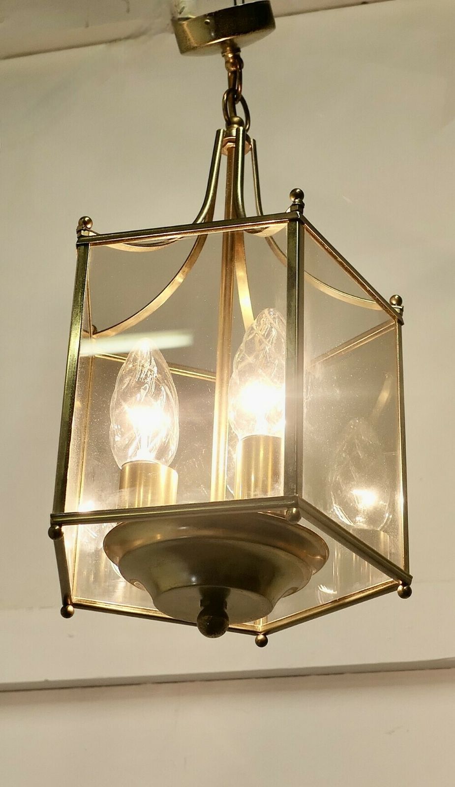 Superb Quality Pair Of Art Deco Style Brass And Glass Lanterns photo 660.0