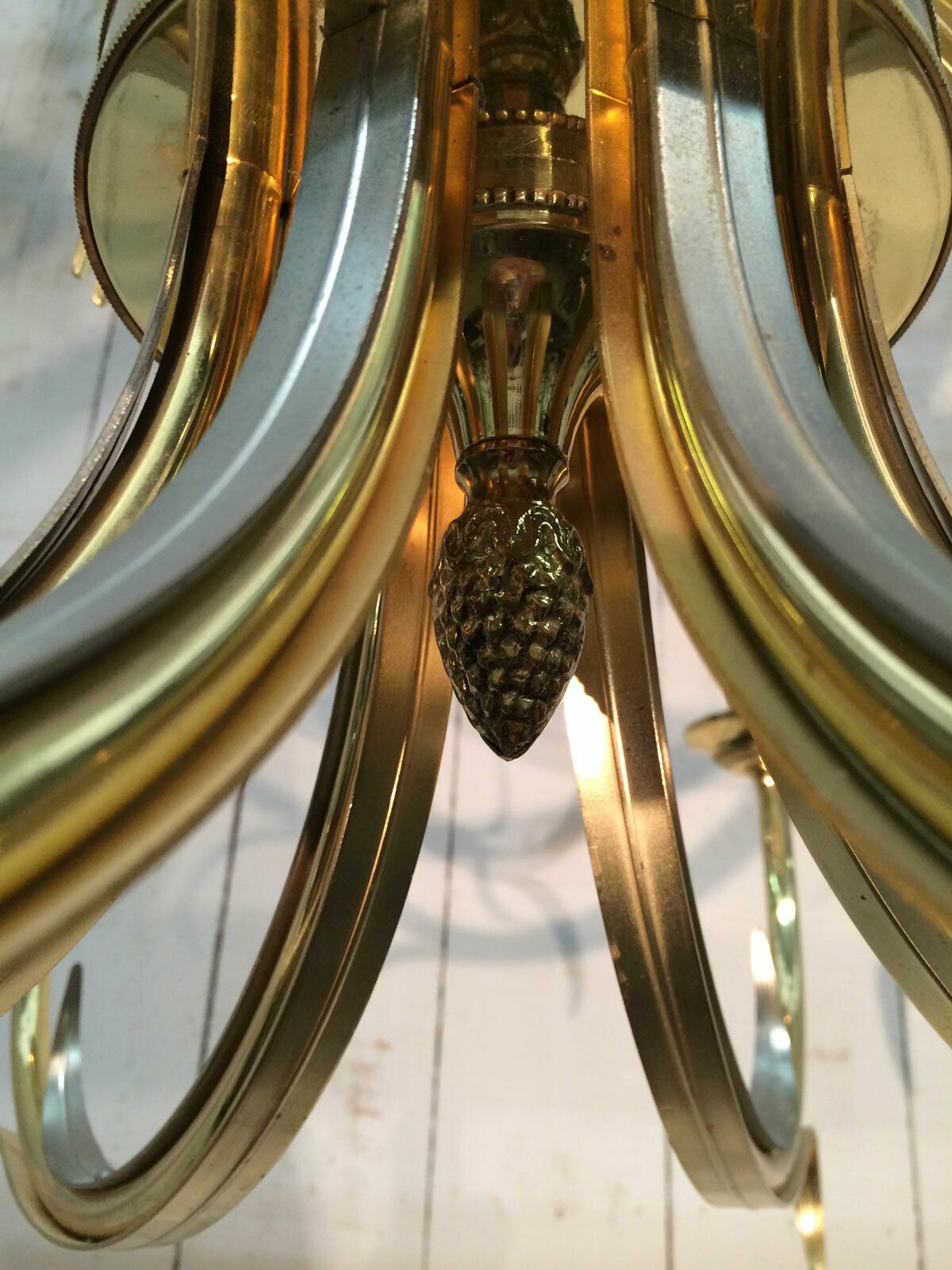 photo for sale Pineapple Chandelier In Brushed Metal And Gold Metal In The Taste Of Maison Charles