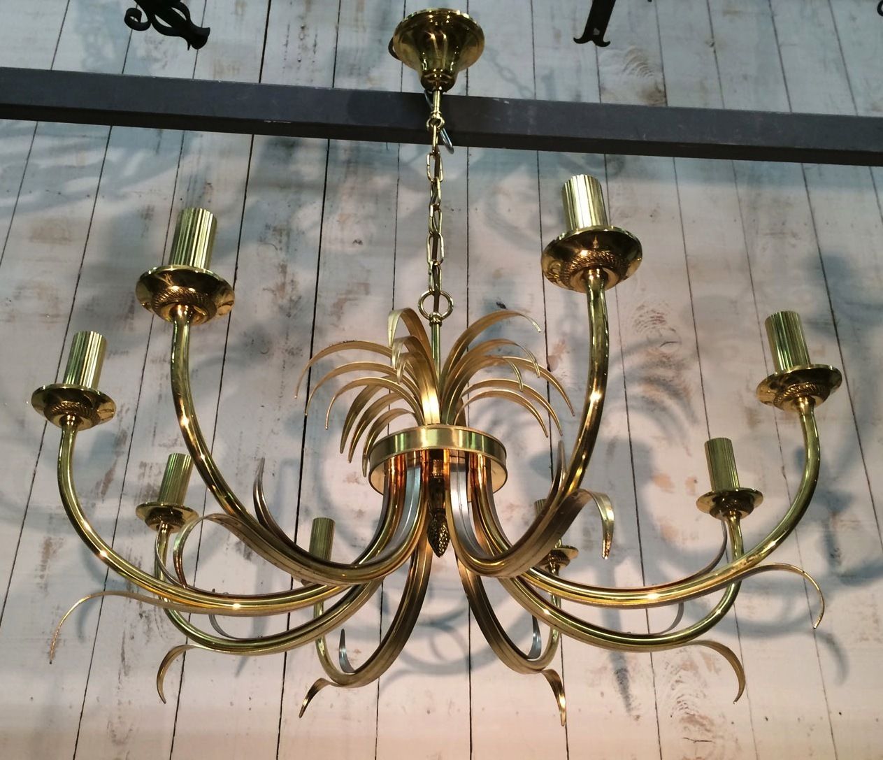 Lighting Pineapple Chandelier In Brushed Metal And Gold Metal In The Taste Of Maison Charles photo