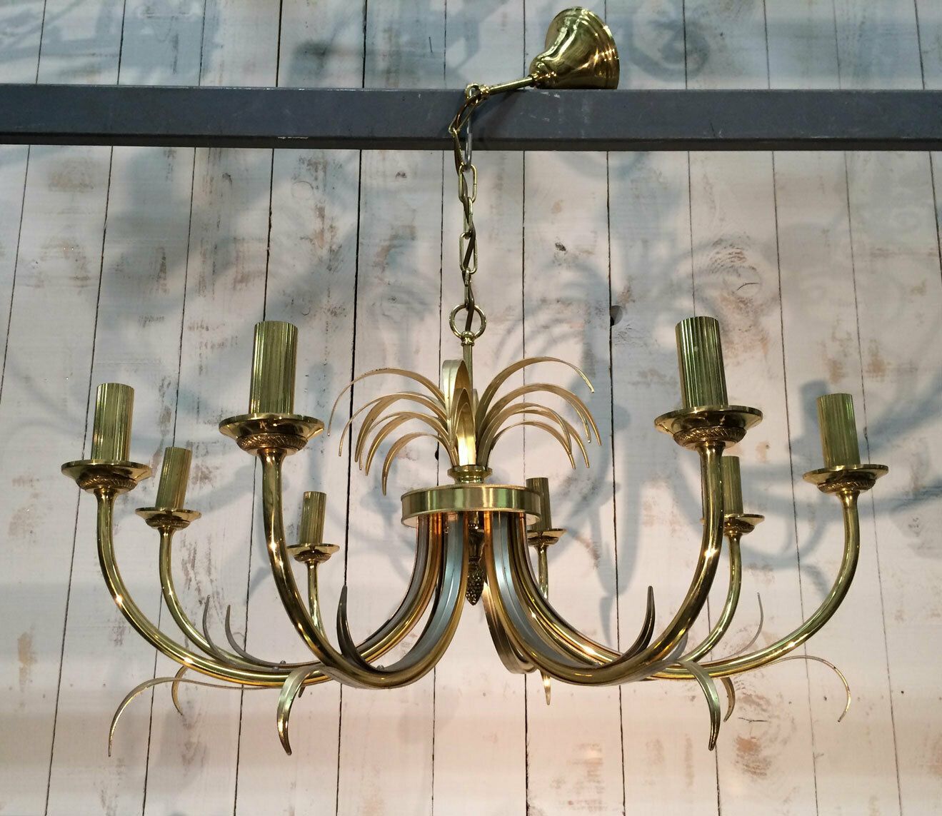 2250.0 Pineapple Chandelier In Brushed Metal And Gold Metal In The Taste Of Maison Charles photo