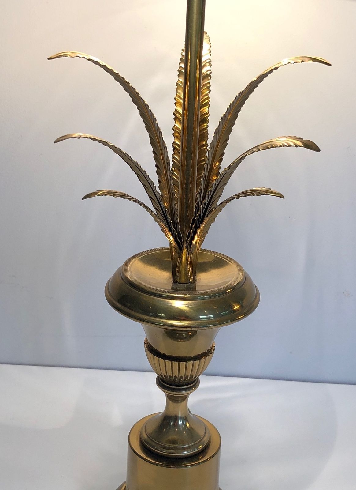Neoclassical Style Palm Tree Table Lamp In Brass In The Taste Of Maison Charles photo vintage