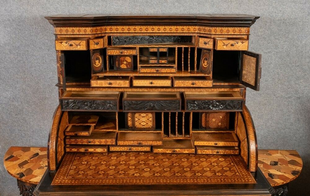Exhibition Quality Japanese Yosegi Cylinder Desk photo for sale