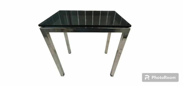 A Set Of 3 Chrome Tinted Glass Tables photo 399.0