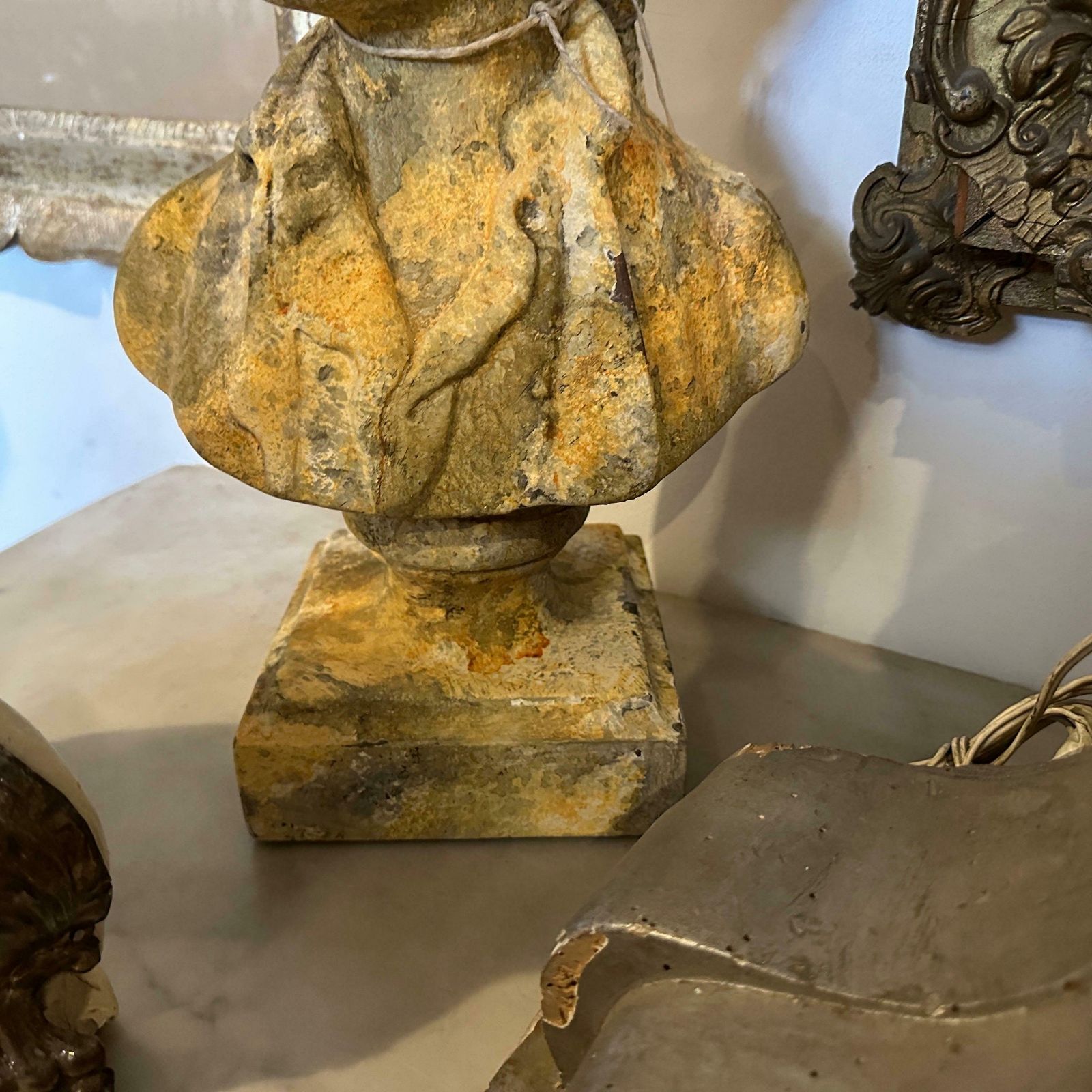 A 1900s Art Nouveau Patinated Wood Italian Bust Of A Young Boy photo Art