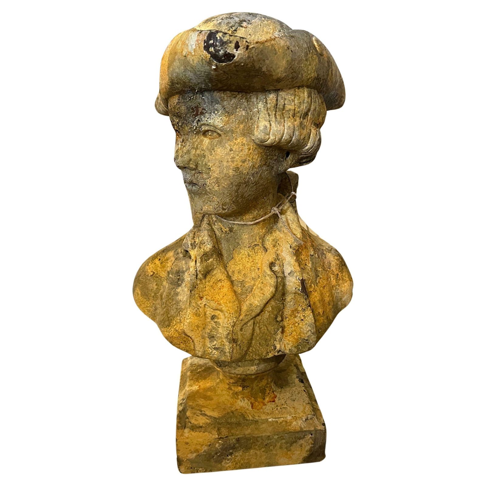 A 1900s Art Nouveau Patinated Wood Italian Bust Of A Young Boy