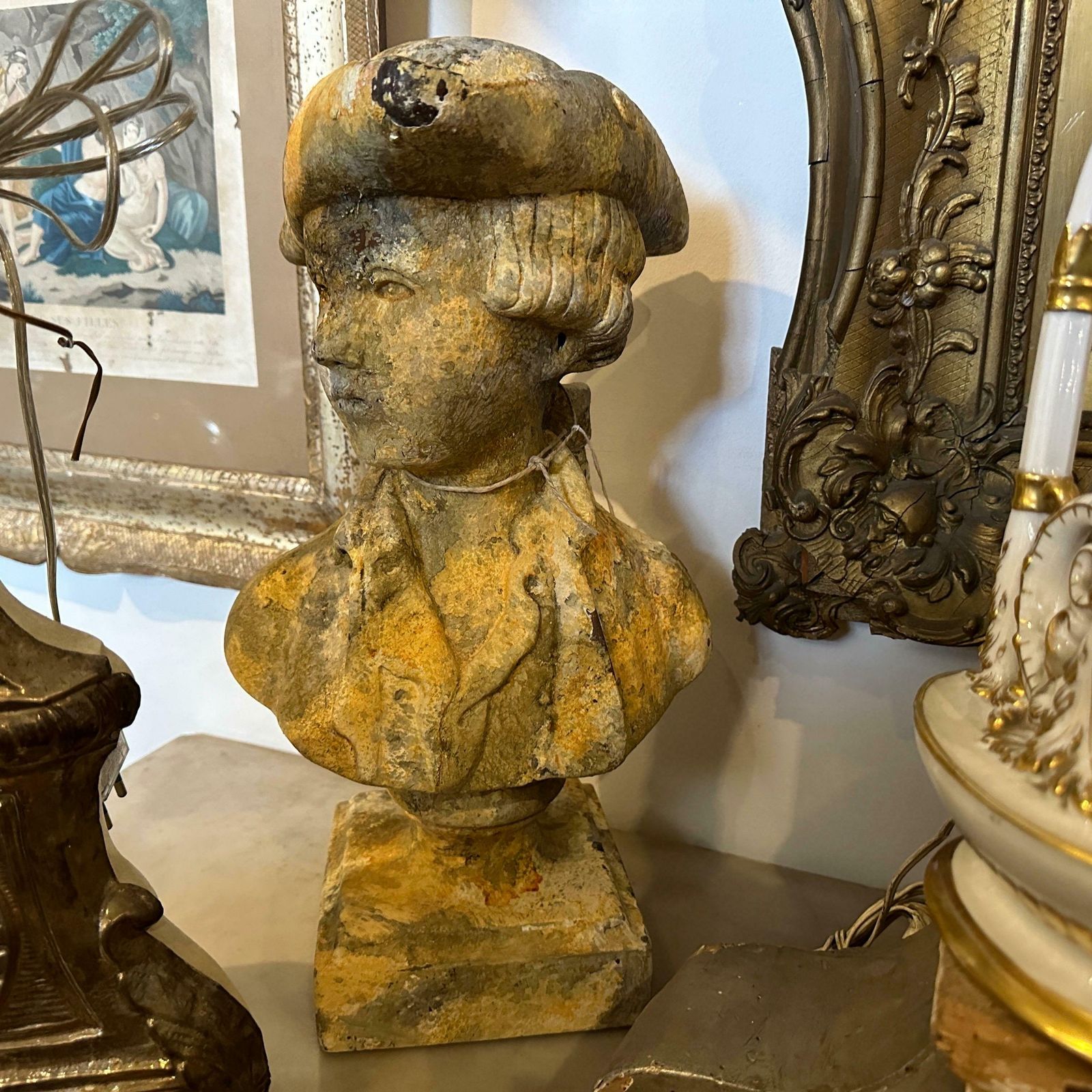 A 1900s Art Nouveau Patinated Wood Italian Bust Of A Young Boy photo buy