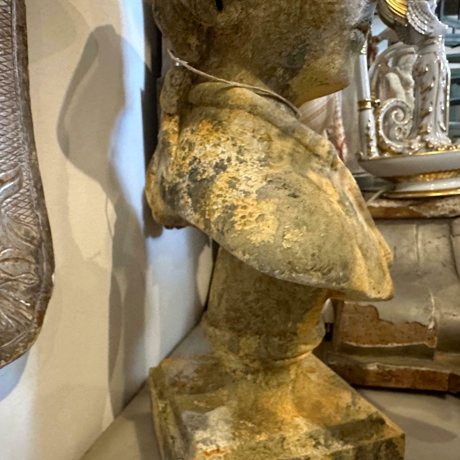 photo for sale A 1900s Art Nouveau Patinated Wood Italian Bust Of A Young Boy