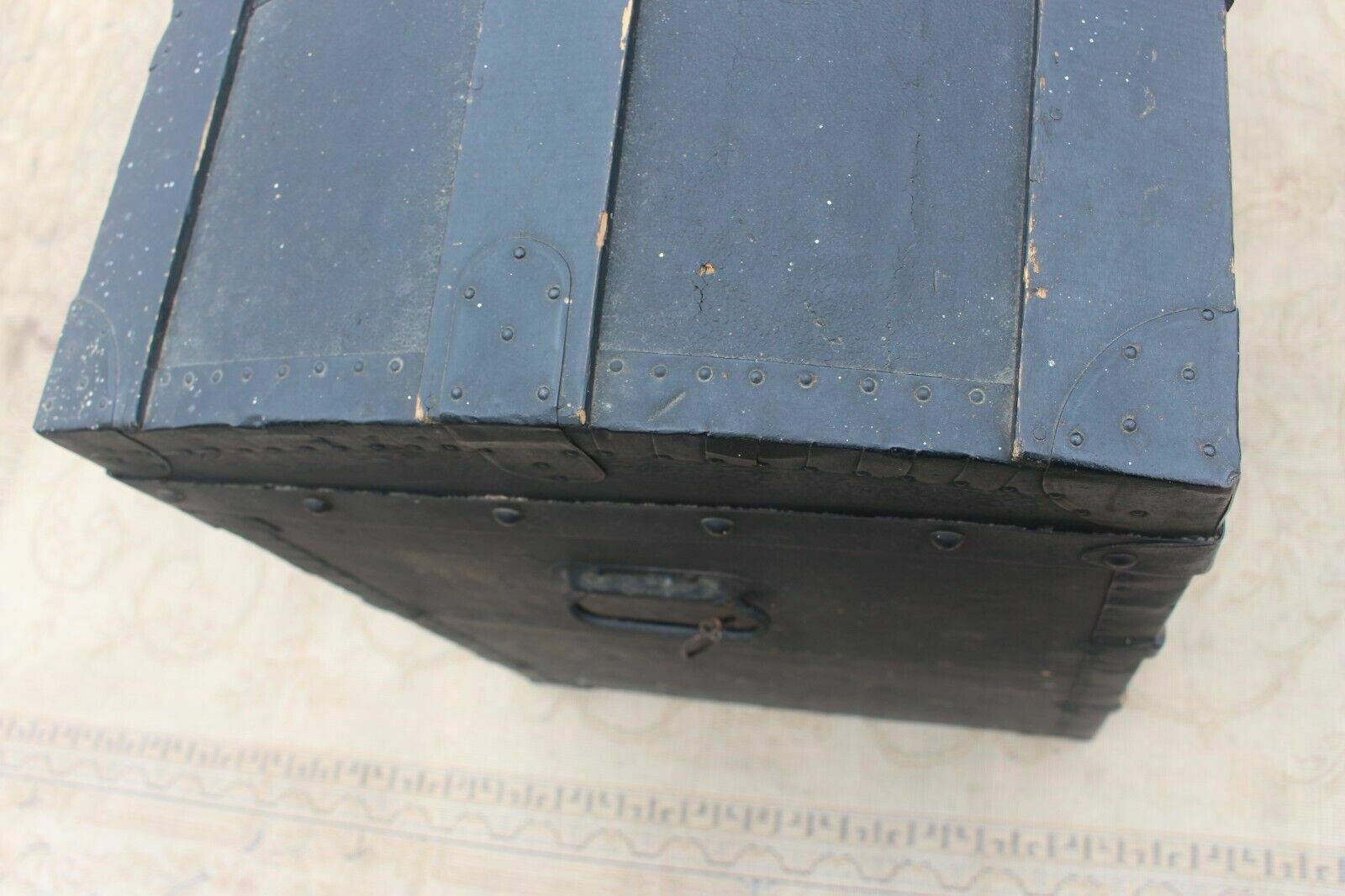 Antique Vintage Steamer Pirate Chest Travel Trunk Wooden Banded Domed Storage photo buy