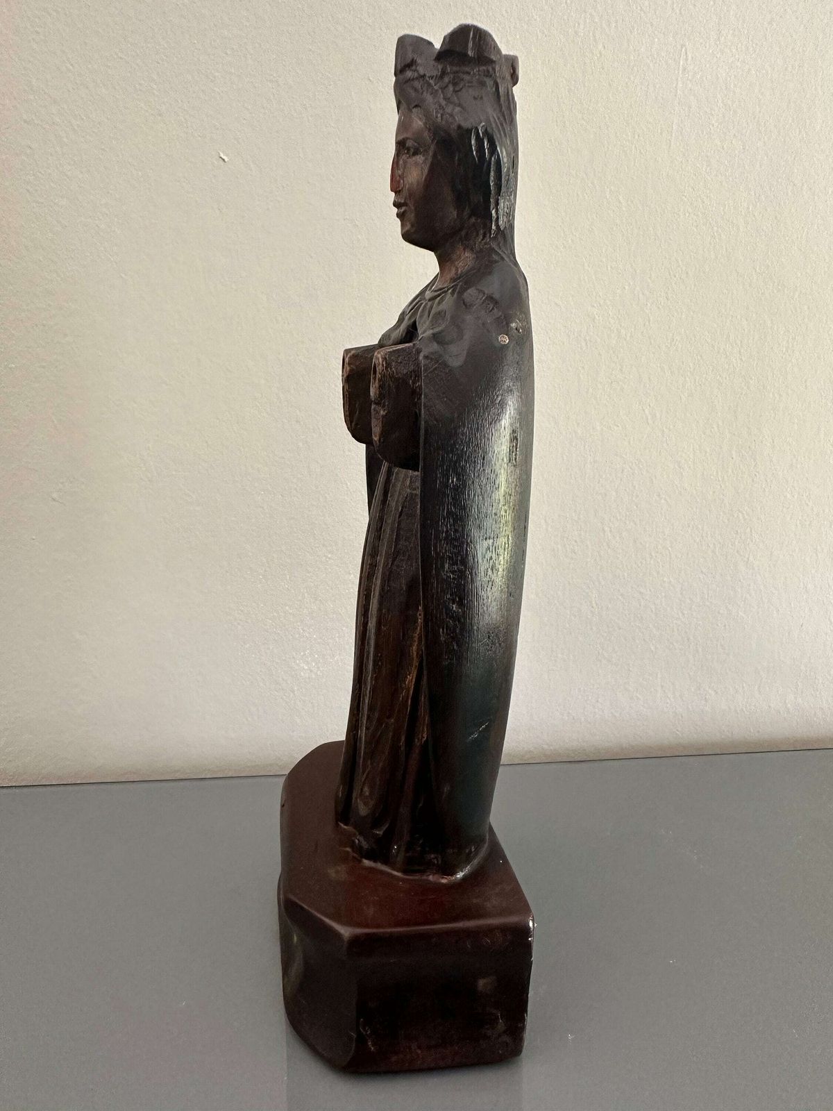 Antique Carved Wood Saint Barbara Wood Statue, French Religious Sculpture Patron Of Armourers, Artillerymen, Military Engineers, Miners photo Art