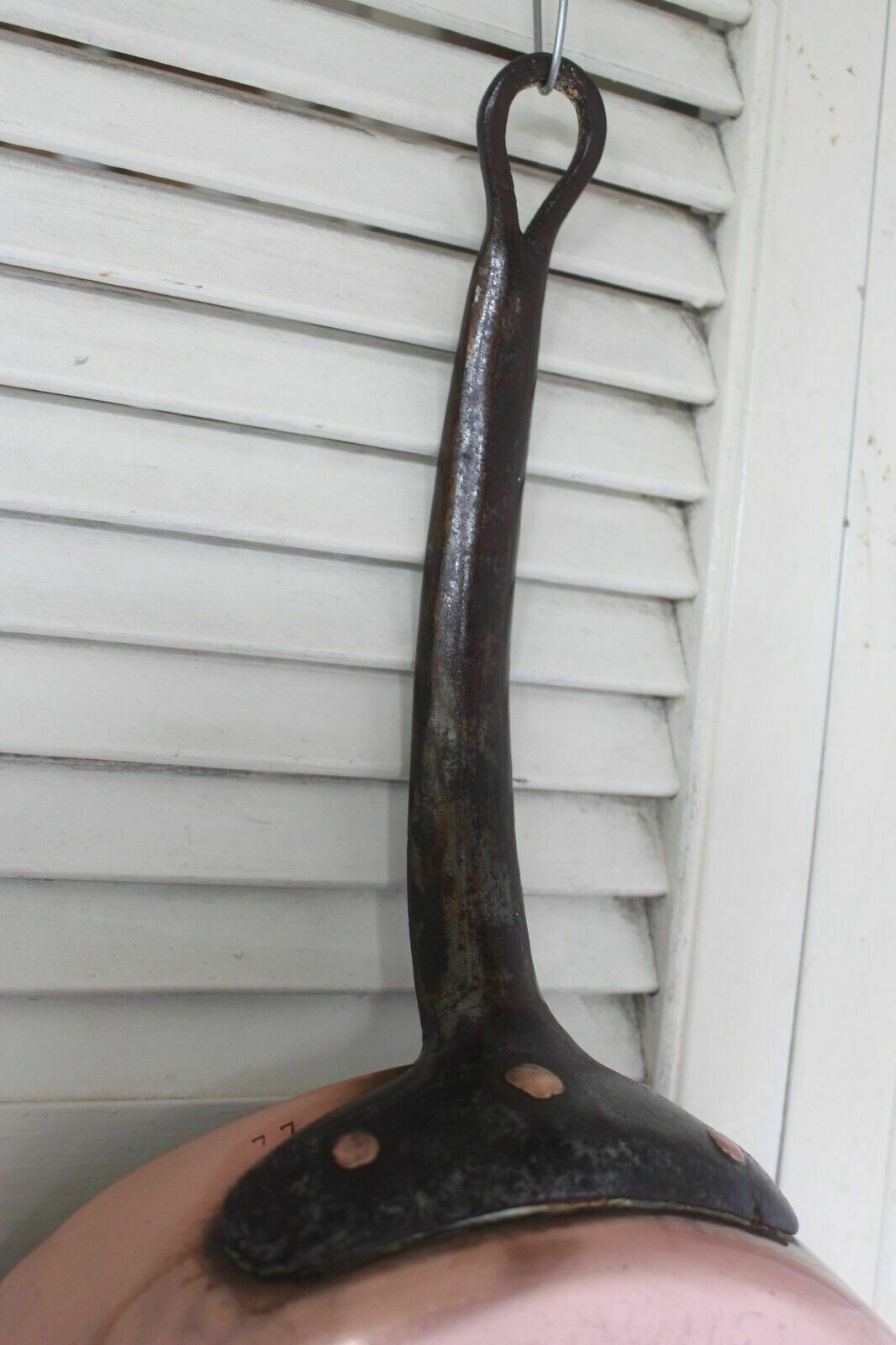 French Professional Rare Find Copper Fry Pan N. 77 Iron Handle 0 7 1 Paris 27x7 photo vintage
