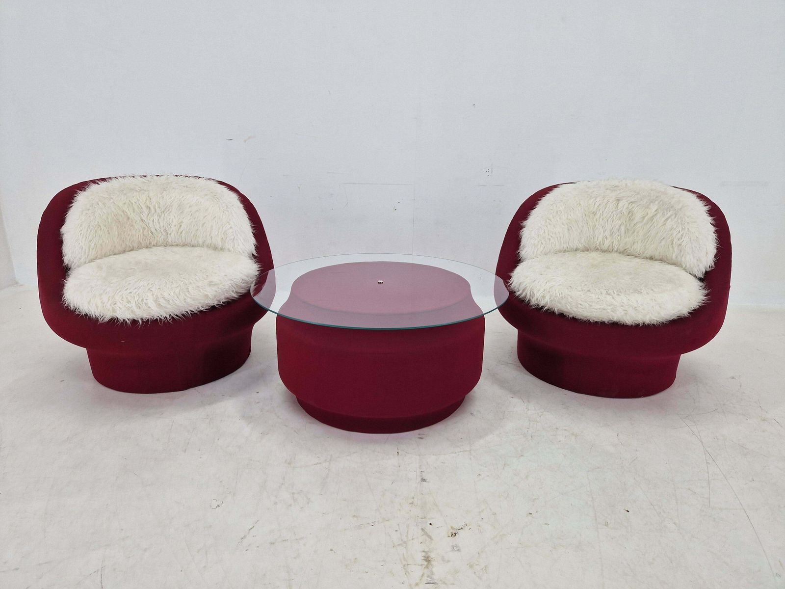 photo for sale Set Of Two Lounge Or Club Chairs And Coffee Table, France, 1970s