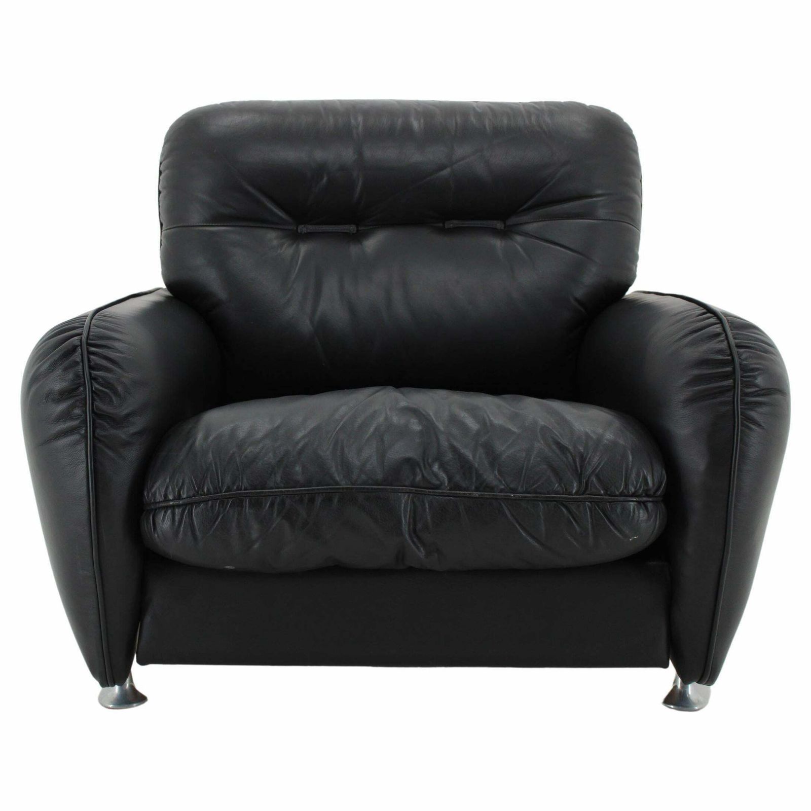 1970s Armchair In Black Leather, Italy photo furniture