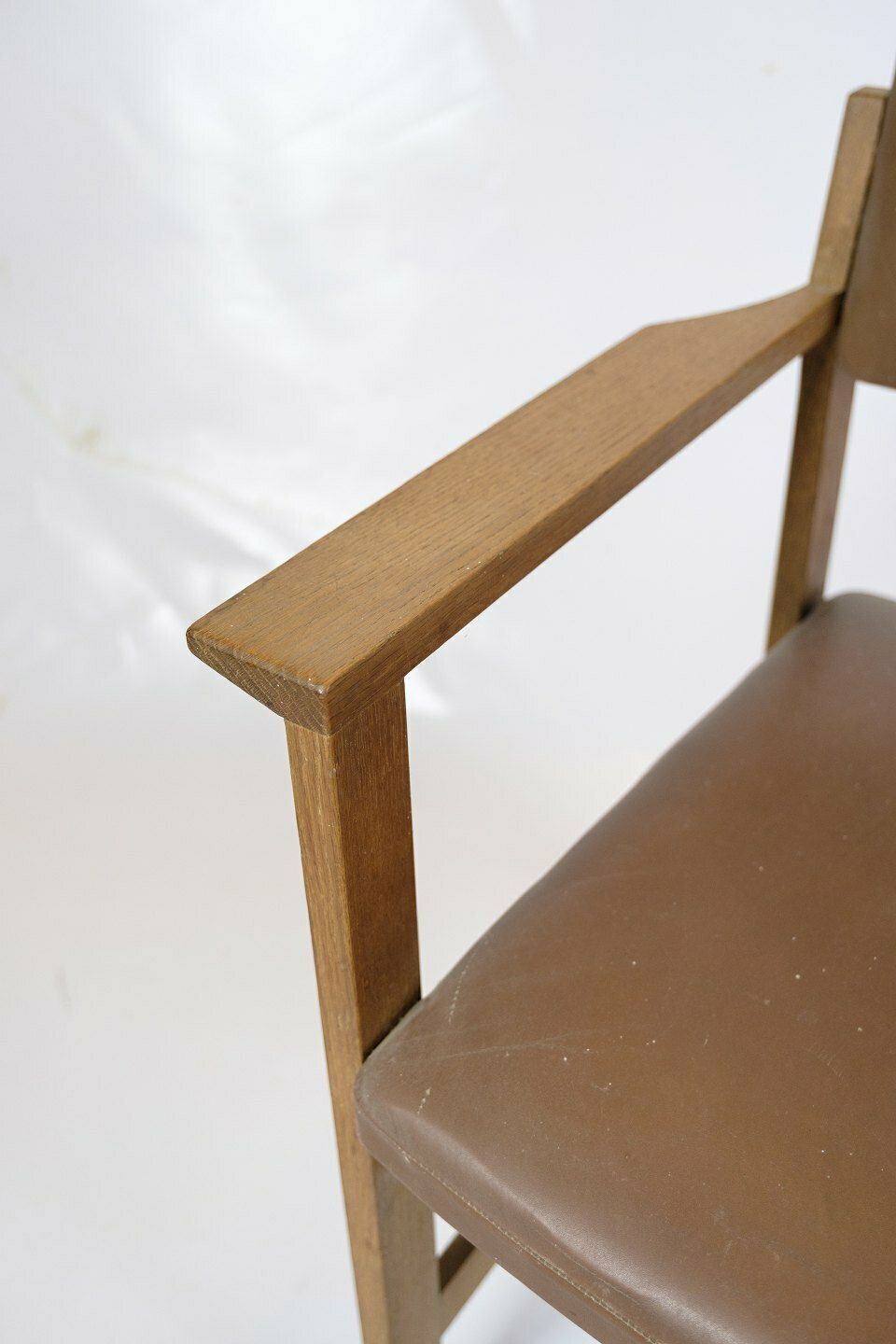 Office Chair In Oak & Brown Leather From 1970s photo Furniture
