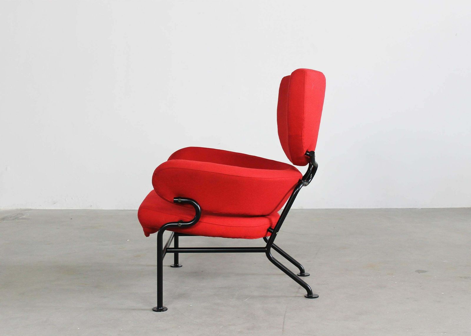 Franco Albini Pl19 Or Tre Pezzi Armchair In Red Fabric By Poggi 1970s photo for sale