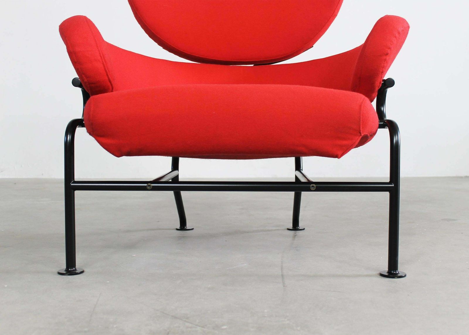 Franco Albini Pl19 Or Tre Pezzi Armchair In Red Fabric By Poggi 1970s photo vintage