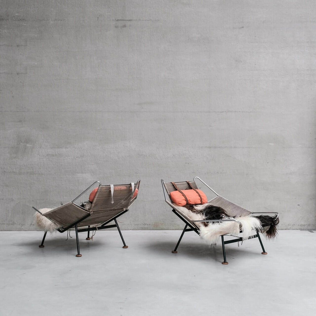 Pair Of Original Hans Wegner Flag Halyard Lounge Chairs For Getama photo 48000.0
