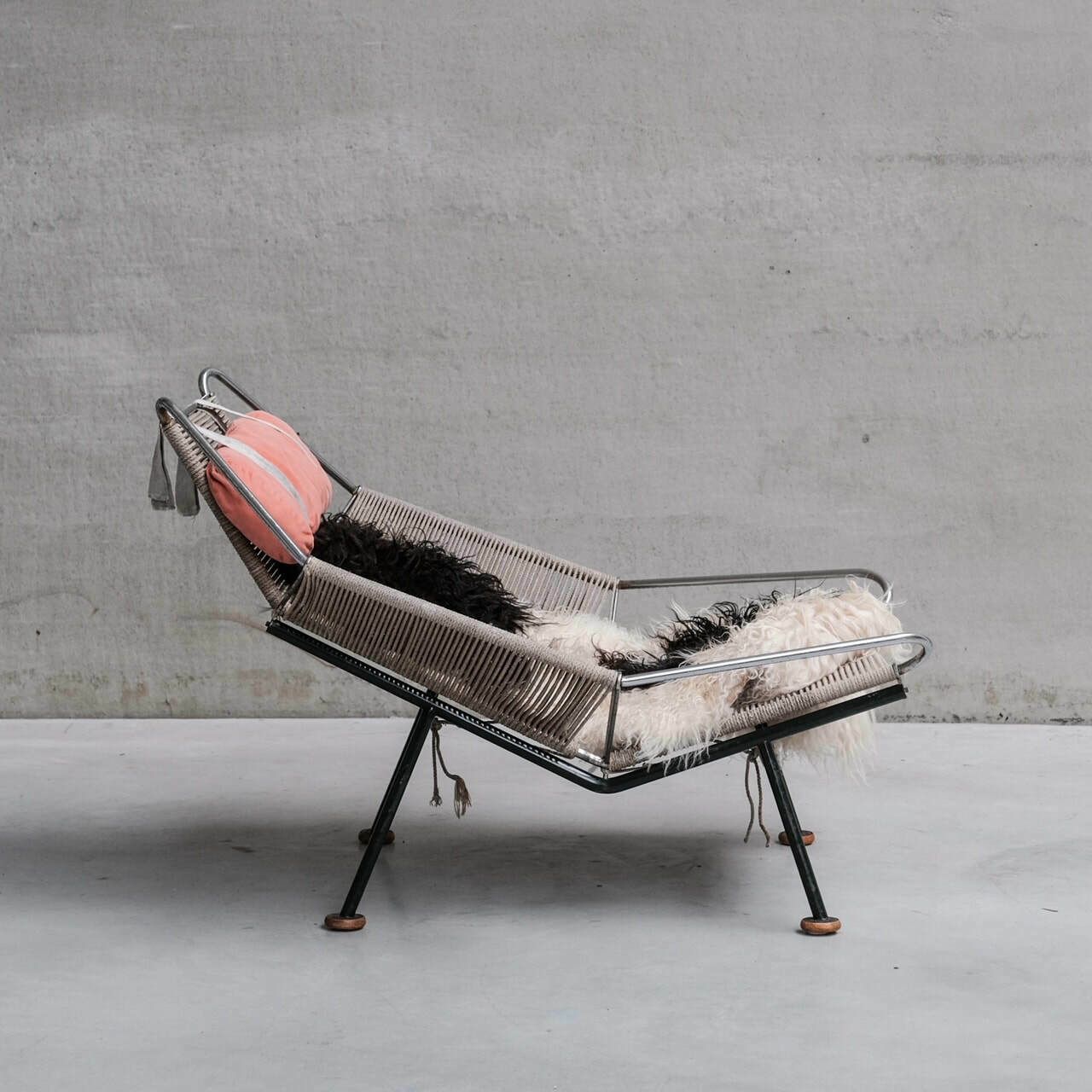 photo buy Pair Of Original Hans Wegner Flag Halyard Lounge Chairs For Getama