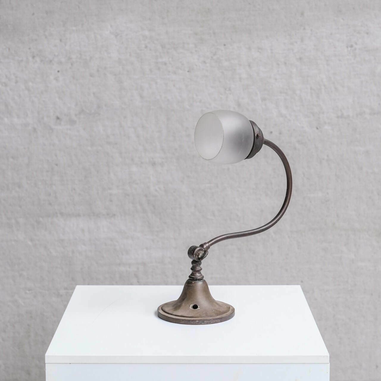 Antique Metal Frosted Glass Desk Lamp photo buy