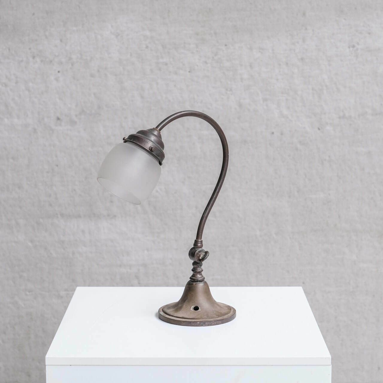 photo furniture Antique Metal Frosted Glass Desk Lamp