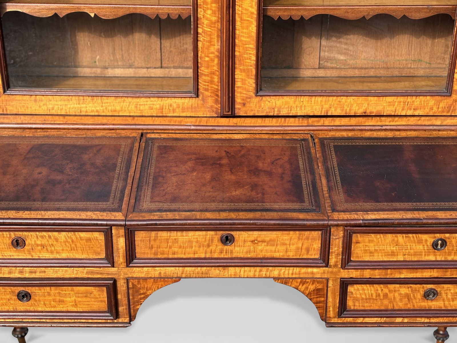 Fine 19th Century French Louis Philippe Maple Bureau Bookcase photo for sale