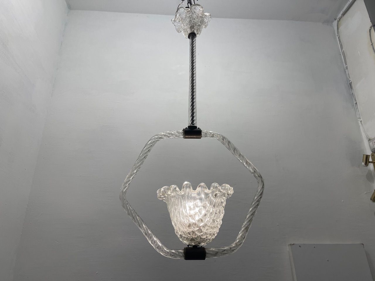 Murano Glass Light Pendant By Ercole Barovier 1940’s photo for sale